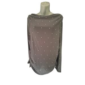 Rebecca Minkoff Sheer Black Long Sleeve Embellished Shirt CoverUp